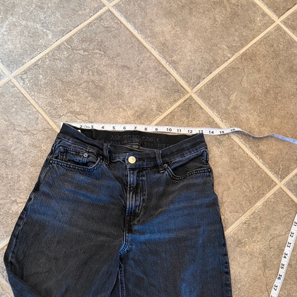 American Eagle Outfitters Black Denim Wide Leg Jeans, size 2 short - Picture 3 of 6